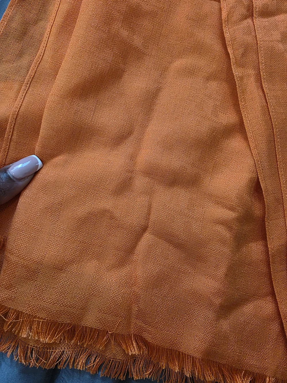 Tory Burch Orange Fringed Lightweight Wrap Scarf